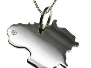 50cm Kette + Litauen mit Brillant am Wunschort in 925 Silber