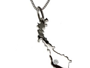 50cm Kette + Norwegen mit Brillant am Wunschort in 925 Silber