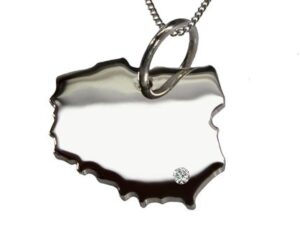 50cm Kette + Polen mit Brillant am Wunschort in 925 Silber