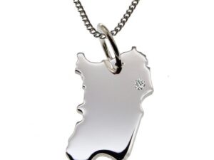 50cm Kette + Sardinien mit Brillant am Wunschort in 925 Silber