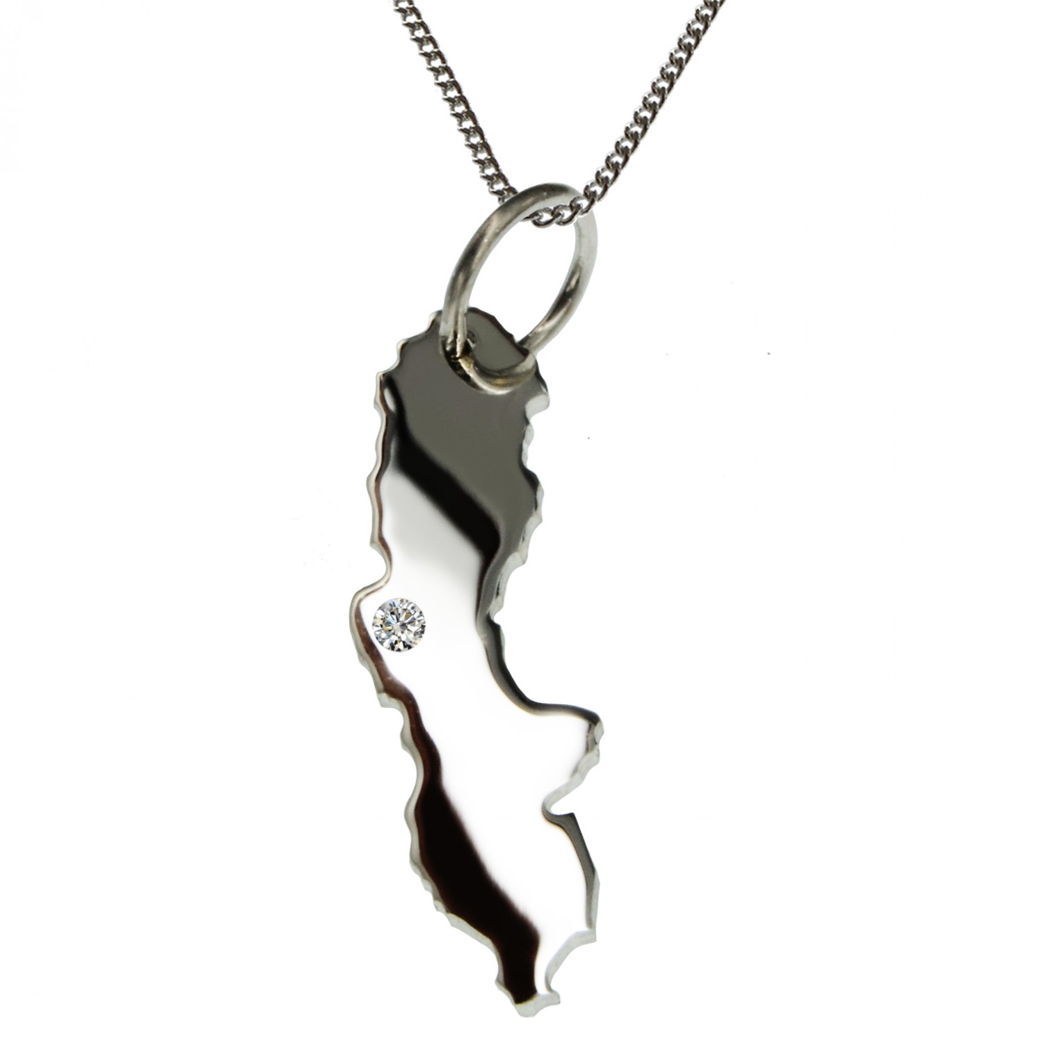 50cm Kette + Schweden mit Brillant am Wunschort in 925 Silber