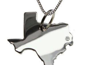 50cm Kette + Texas mit Brillant am Wunschort in 925 Silber