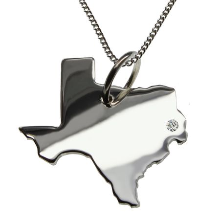 50cm Kette + Texas mit Brillant am Wunschort in 925 Silber – Bild 3