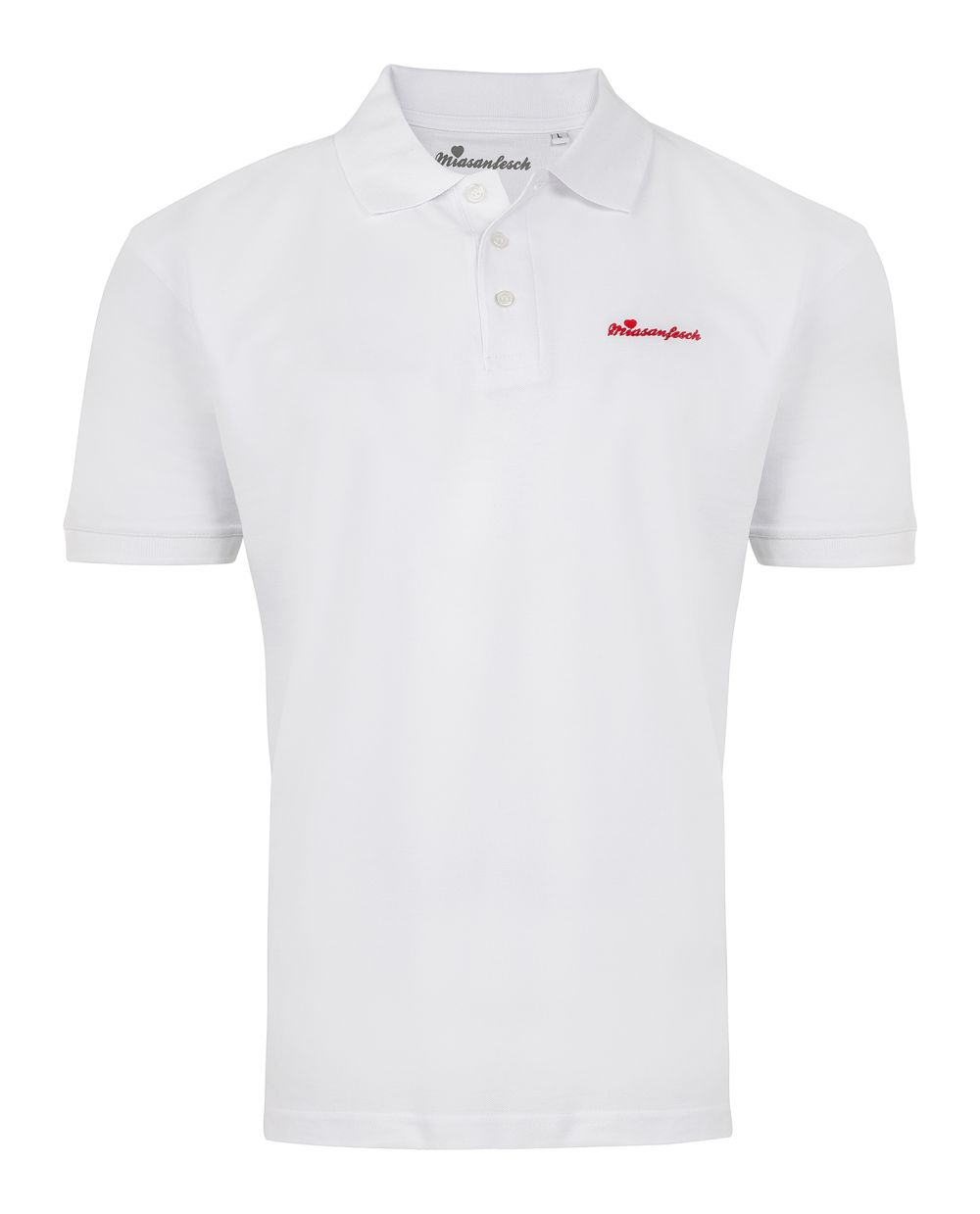 MIASANFESCH, Mia san Bayern Herren Hemd Polo Shirt hochwertig Weiss Größe M